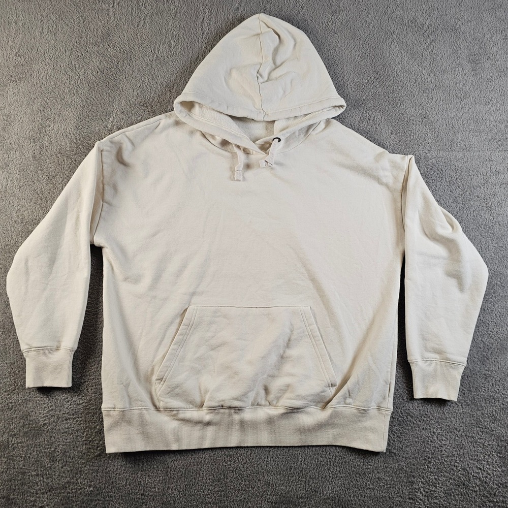 Buffalo David Bitton Cream Pullover Hoodie Sweatshirt Large L Super Soft